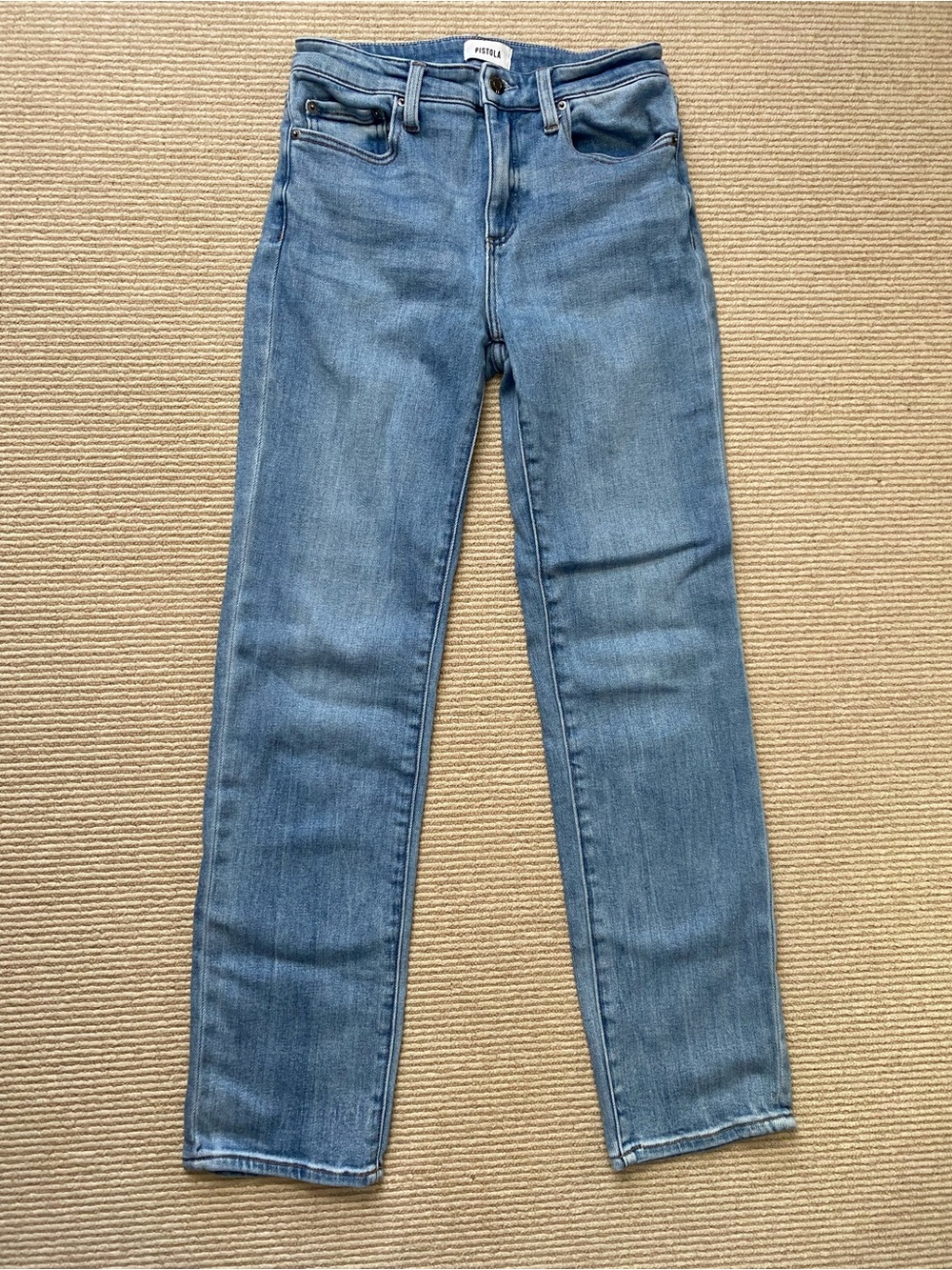 pistola Classic Straight-Leg Jeans in Medium Blue Wash 90s style Size 27